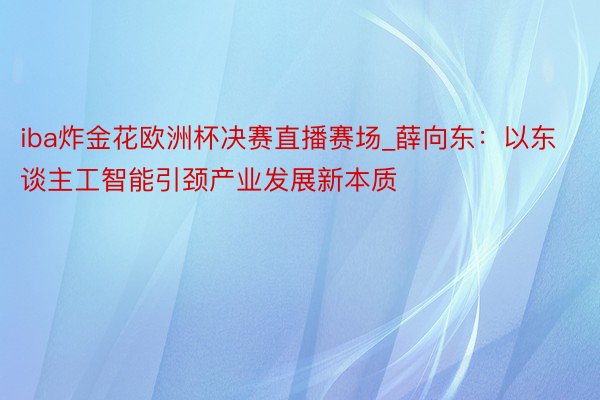 iba炸金花欧洲杯决赛直播赛场_薛向东：以东谈主工智能引颈产业发展新本质