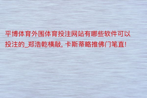 平博体育外围体育投注网站有哪些软件可以投注的_郑浩乾横敲, 卡斯蒂略推佛门笔直!