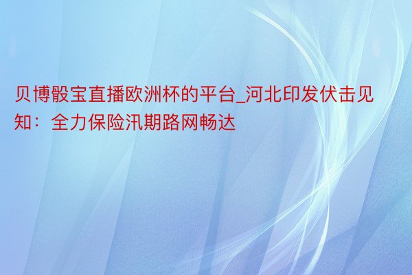 贝博骰宝直播欧洲杯的平台_河北印发伏击见知：全力保险汛期路网畅达