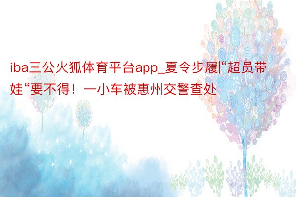 iba三公火狐体育平台app_夏令步履|“超员带娃“要不得！一小车被惠州交警查处