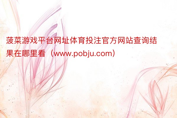 菠菜游戏平台网址体育投注官方网站查询结果在哪里看（www.pobju.com）