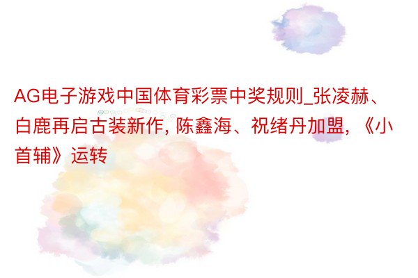 AG电子游戏中国体育彩票中奖规则_张凌赫、白鹿再启古装新作, 陈鑫海、祝绪丹加盟, 《小首辅》运转