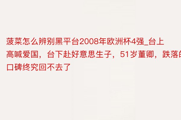 菠菜怎么辨别黑平台2008年欧洲杯4强_台上高喊爱国，台下赴好意思生子，51岁董卿，跌落的口碑终究回不去了