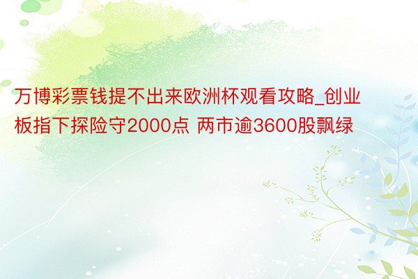 万博彩票钱提不出来欧洲杯观看攻略_创业板指下探险守2000点 两市逾3600股飘绿